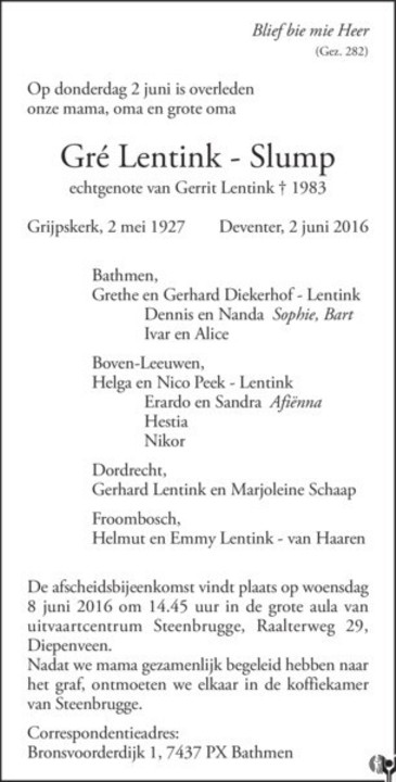 Advertentie in het "Deventer Dagblad".